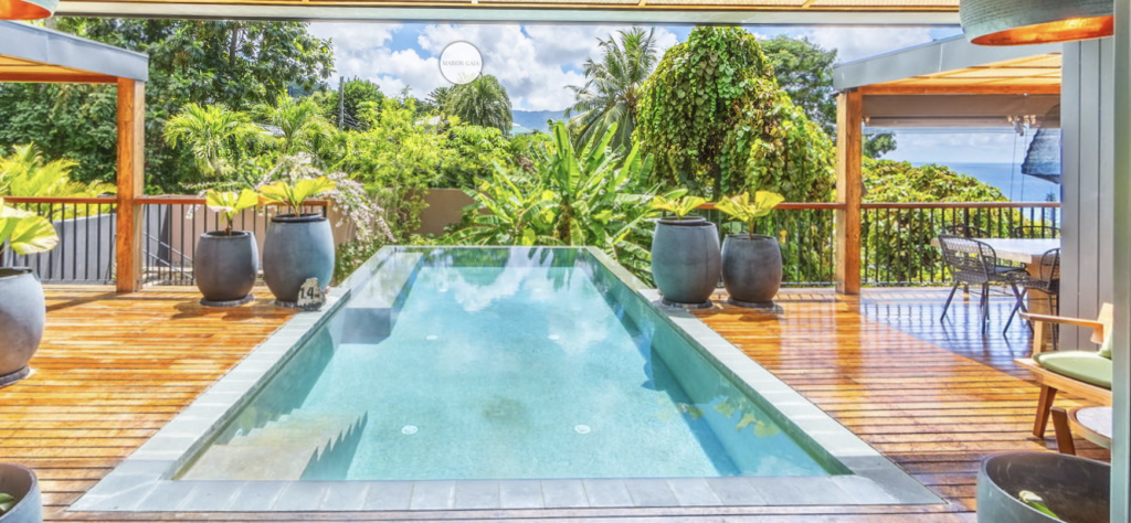 Terrasse avec piscine à débordement